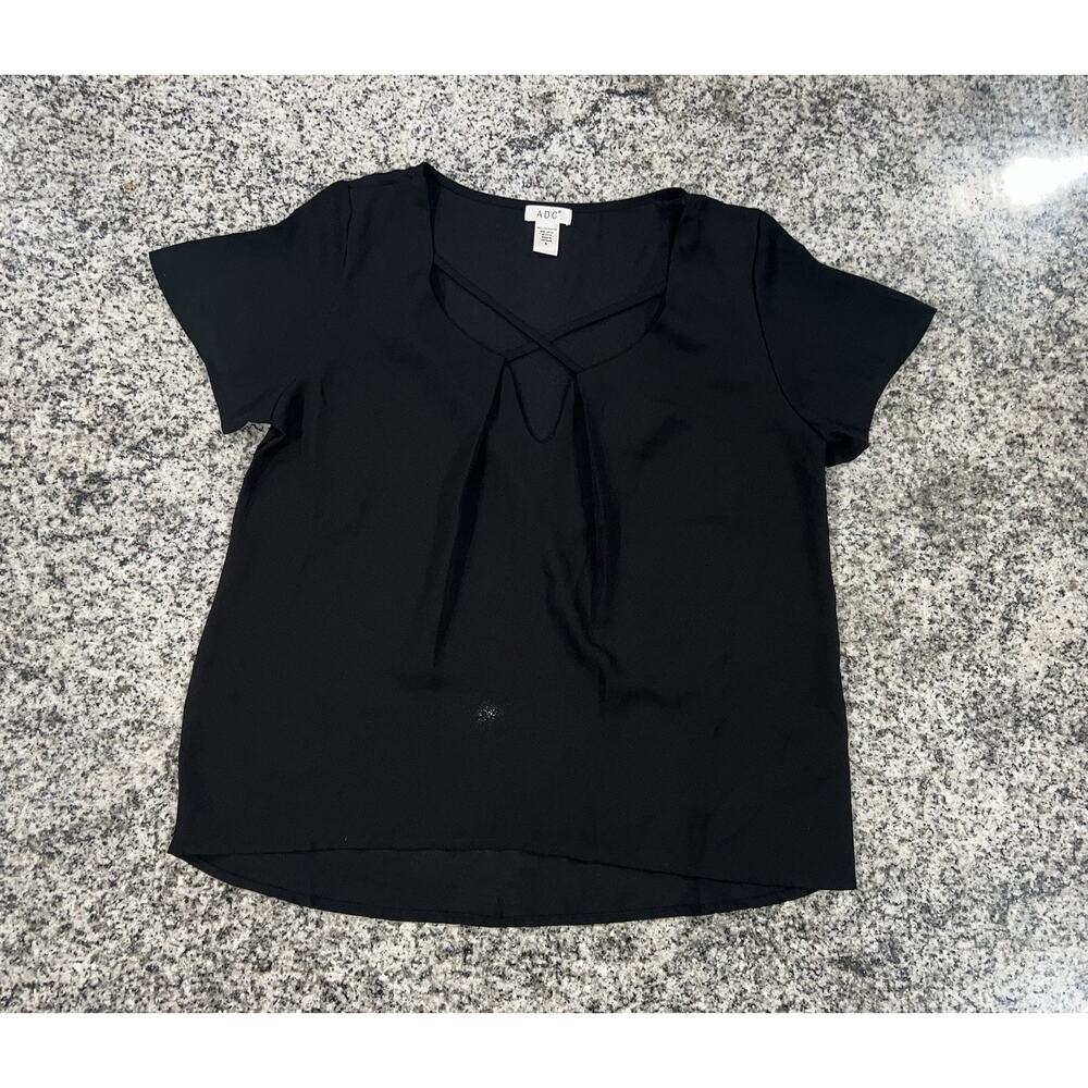 ADC Cross Front v Neck Black Blouse- Size S